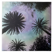 Summer Holographic Gradient Palm Trees Design Tegeltje (Voorkant)