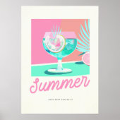 Summer Home Made Cocktails Retro Poster (Voorkant)
