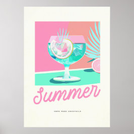 Summer Home Made Cocktails Retro Poster