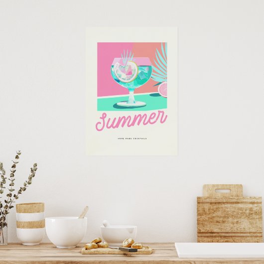 Summer Home Made Cocktails Retro Poster (Keuken)