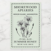 Summer Honey 2x3" Aster and Bee Dashed Border Food Voedselcontainer Etiket (Enkel label)