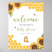 Summer Honey Bee Baby shower Welcome Poster (Devant)