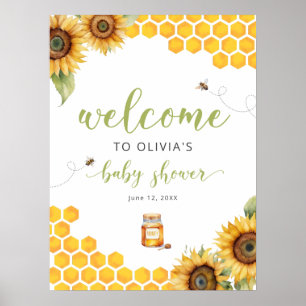 Summer Honey Bee Baby shower Welcome Poster