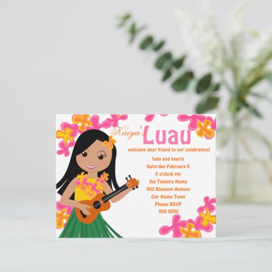 Summer Hula Ukulele Kaart (Staand voorkant)