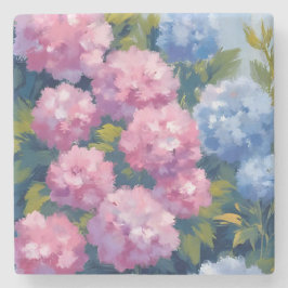 Summer Hydrangeas | Pink & Blue Coastal Flowers Stenen Onderzetter