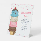 Summer Ice Cream Bar Modern Vrijgezellenfeest Reclamebord Met Voetstuk (Voorkant)