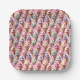 Summer Ice Cream Cone Collectie Papieren Bordje