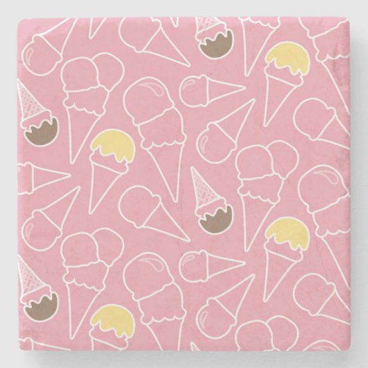 Summer Ice Cream Pattern Stenen Onderzetter (Voorkant)