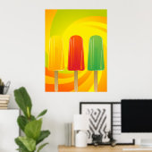 Summer Ice Pops Trio Bright Popsicles Poster (Thuiskantoor)