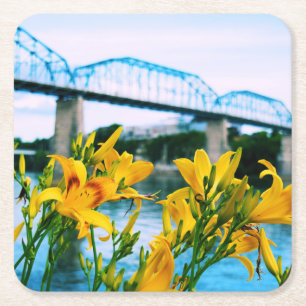 Summer in Chattanooga - Walnut Street Bridge Vierkante Kartonnen Onderzetter