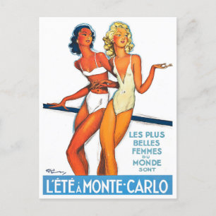 Summer in Monte Carlo Monaco France vintage-reis Briefkaart