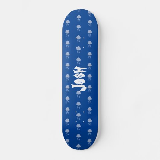 Summer Jellyfish Blue Motif Nom Skateboard (Recto)