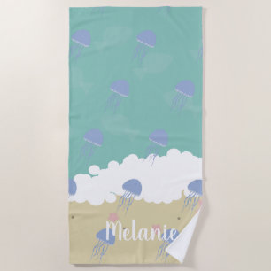 Summer Jellyfish Zand Name Beach Towel Strandlaken