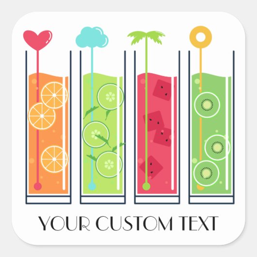 Summer Juices aangepaste tekst stickers (Voorkant)