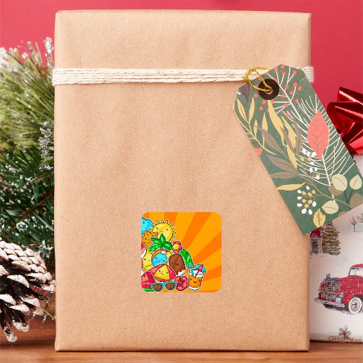 Summer Kawaii Vierkante Sticker