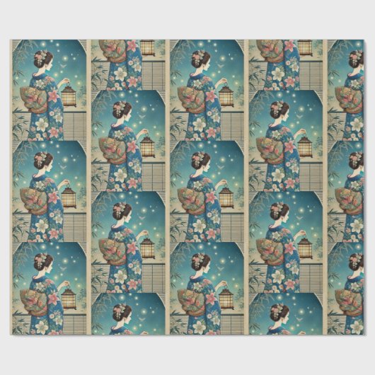 summer kimono&fireflies cadeaupapier (Vlak)