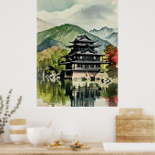 Summer Lake Castle Poster (Keuken)