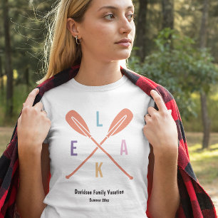 Summer Lake Paddles in Pastel Bijpassende familie T-shirt