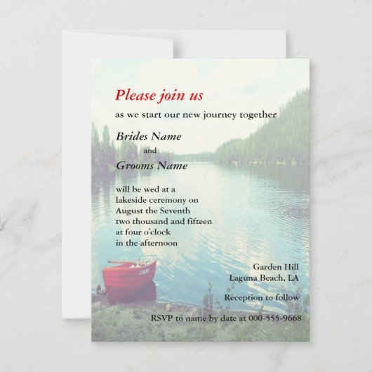 Summer Lakeside Wedding Event Custom Invites Kaart (Voorkant)