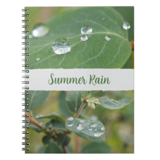 Summer Leaves and Raindrops Photo Spiral Notebook Notitieboek