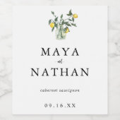 Summer Lemon Arrangement Personalized Wedding Wijn Etiket (Enkel label)