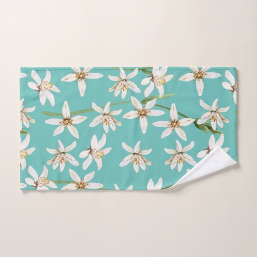 Summer Lemon blossom pattern on teal Bad Handdoek (Handdoek)