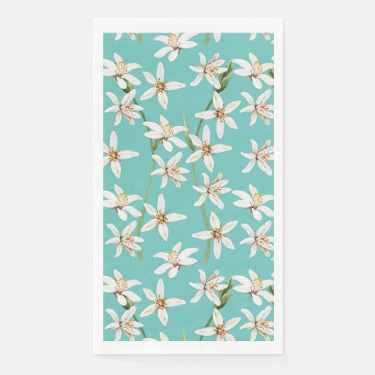 Summer Lemon blossom pattern on teal Servet (Voorkant)