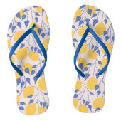 Summer Lemon Blue Floral Pattern Teenslippers (Voetbed)