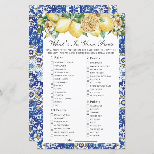 Summer Lemon Floral wat zit er in je paardenspel (Voorkant / Achterkant)