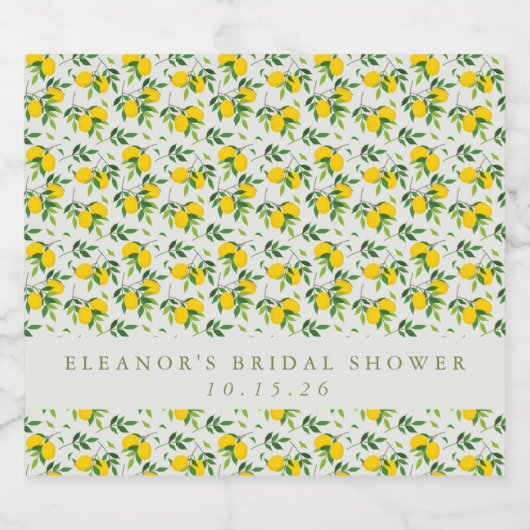 Summer Lemon Fruit Pattern Custom Vrijgezellenfees Likeurfles Etiket (Enkel label)