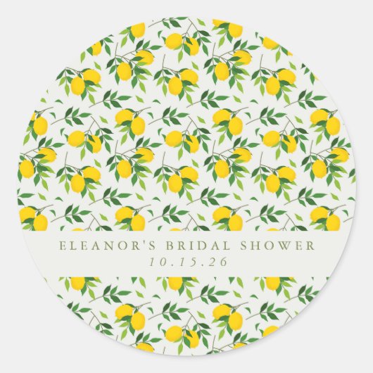 Summer Lemon Fruit Pattern Custom Vrijgezellenfees Ronde Sticker (Voorkant)