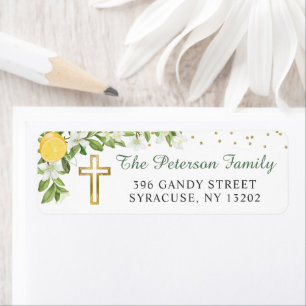 Summer Lemon Greenery Religieuze Return Address Etiket