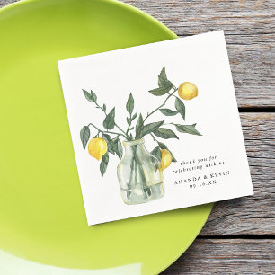 Summer Lemon in jar Wedding Paper Servet