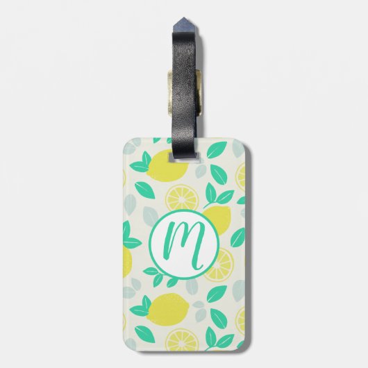Summer Lemon Pattern in Cream Bagagelabel (Achterkant verticaal)
