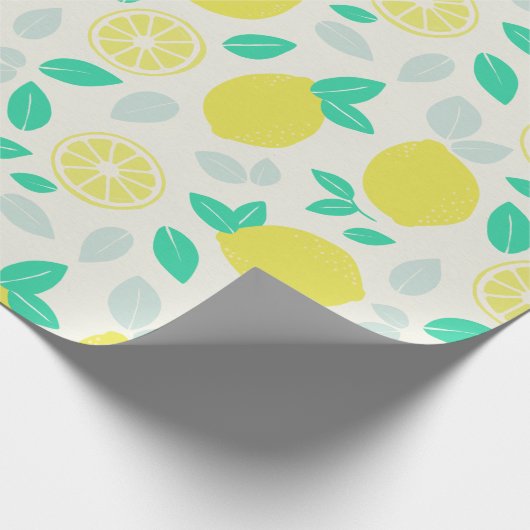 Summer Lemon Pattern in Cream Cadeaupapier (Hoek)