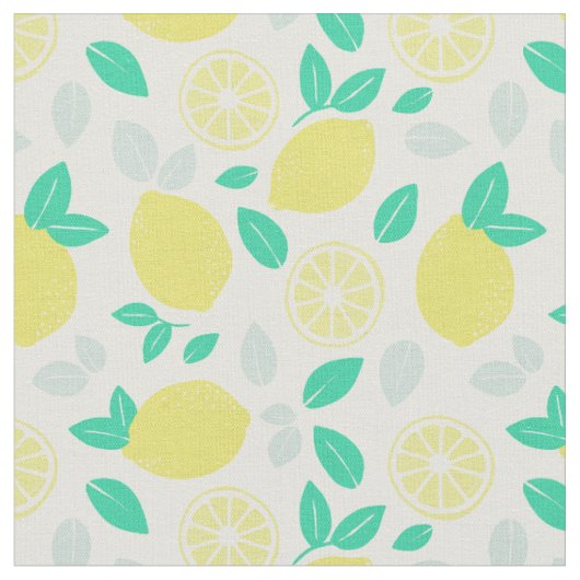 Summer Lemon Pattern in Cream Stof (Close Up)