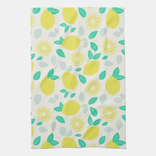Summer Lemon Pattern in Cream Theedoek (Verticaal)