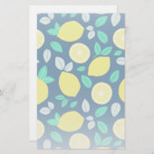Summer Lemon Pattern in Navy Blue Briefpapier (Voorkant / Achterkant)