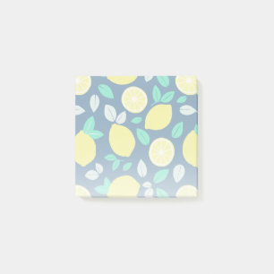 Summer Lemon Pattern in Navy Blue Post-it® Notes