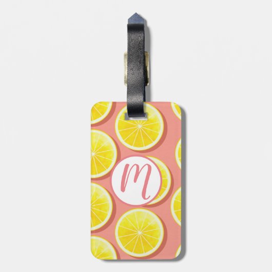 Summer Lemon Slices Pattern Bagagelabel (Achterkant verticaal)