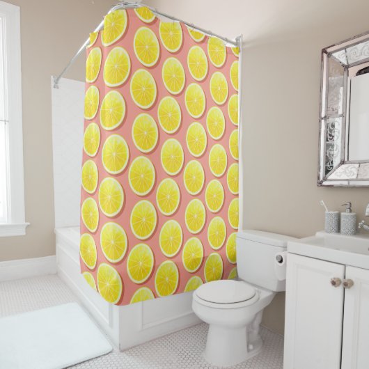Summer Lemon Slices Pattern Douchegordijn (In situ)