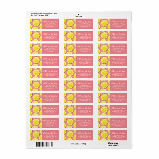 Summer Lemon Slices Pattern Etiket (Full Sheet)