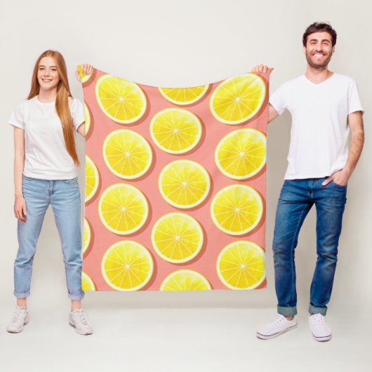 Summer Lemon Slices Pattern Fleece Deken (In situ)