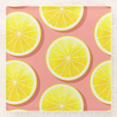 Summer Lemon Slices Pattern Glazen Onderzetter (Voorkant)