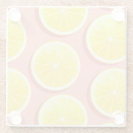 Summer Lemon Slices Pattern Glazen Onderzetter (Achterkant)