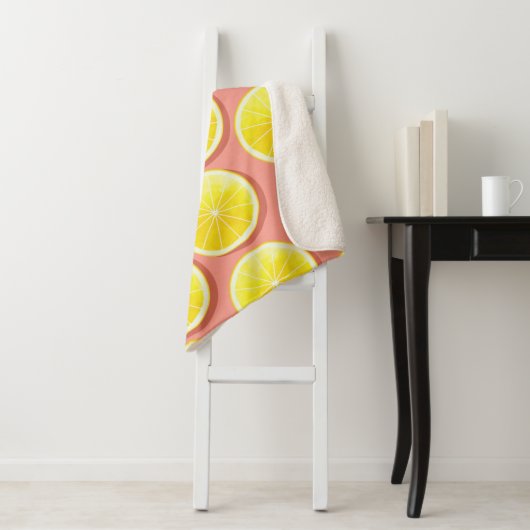 Summer Lemon Slices Pattern Sherpa Deken (In situ)