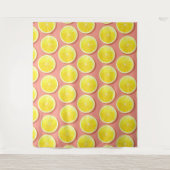 Summer Lemon Slices Pattern Wandkleed (Voorkant)