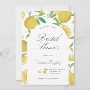 Summer Lemon Waterverf Bridal Shower Invitation Kaart