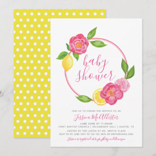 Summer Lemon Yellow Floral Roos Girl Baby shower Kaart