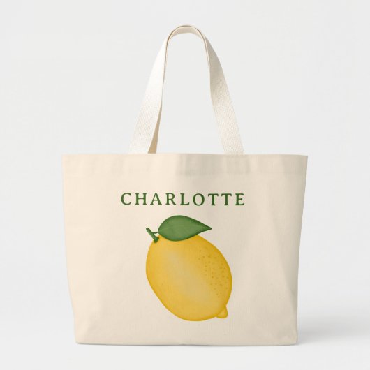 Summer Lemon Yellow l Custom Name Canvas tas (Voorkant)